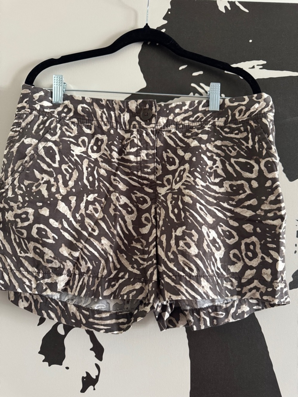 LOFT Taupe and Cream Animal-Print Jean Shorts